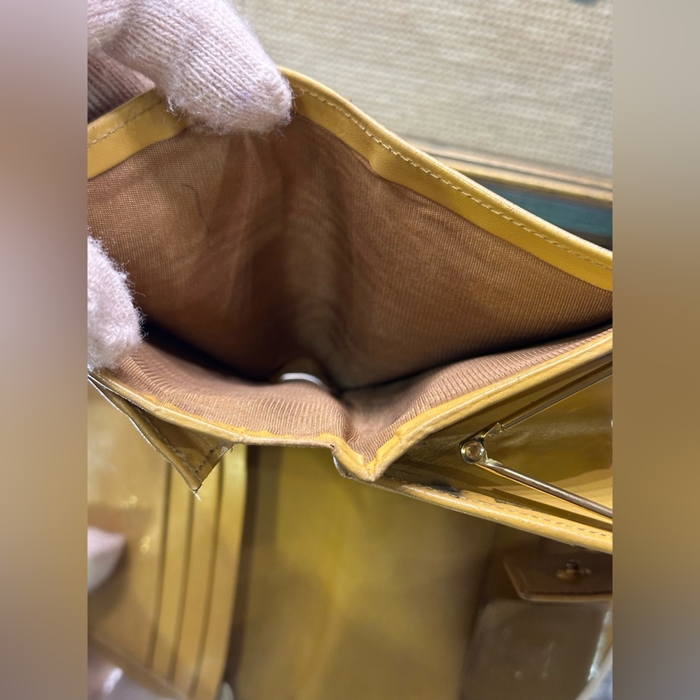 CELINE MACADAM Kiss-lock Wallet Mustard Color - Picture 6 of 10